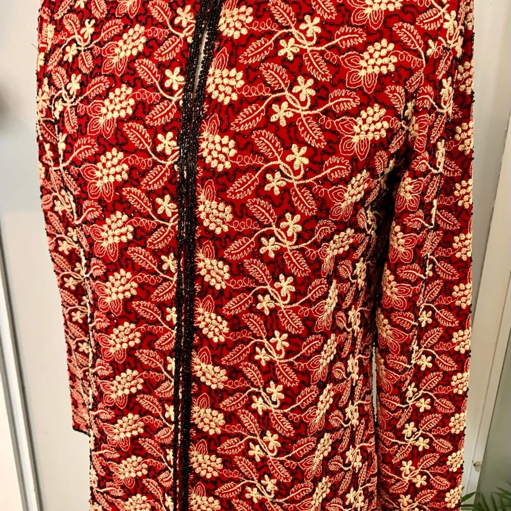 Beaded Jacket NWT S J Kara Chadwick’s Red Black Gold Embroidered Christmas